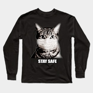 Cat Mask Stay Safe Long Sleeve T-Shirt